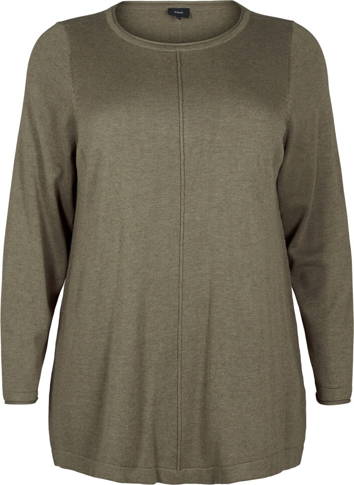 Knitted blouse in cotton-viscose blend, Green, Packshot image number 0