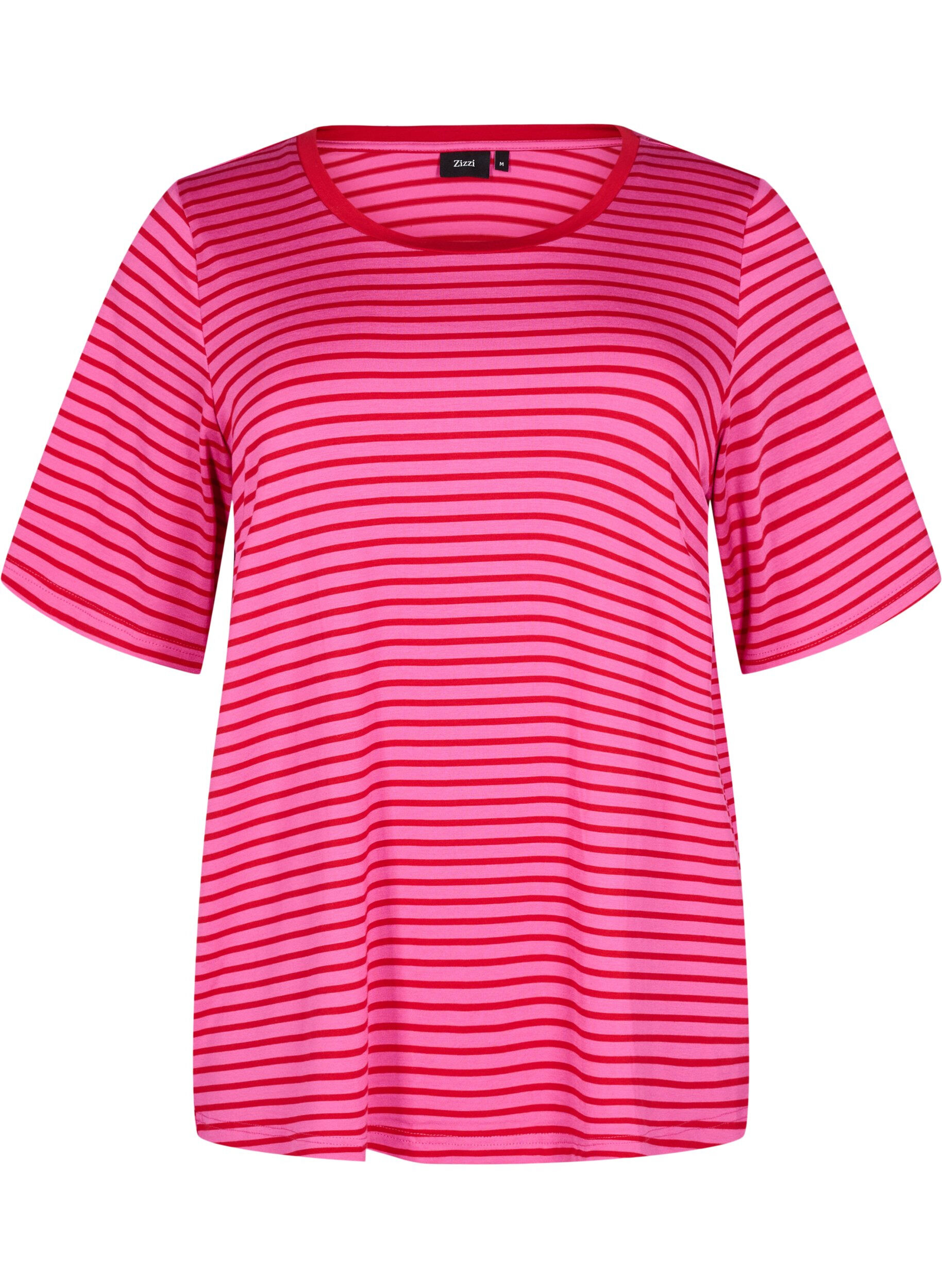 Zizzifashion T-shirt with TENCEL&trade; Lyocell and stripes, Rose, Packshot image number 0
