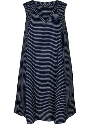 Short striped dress with pockets, Night Sky, Packshot image number 0