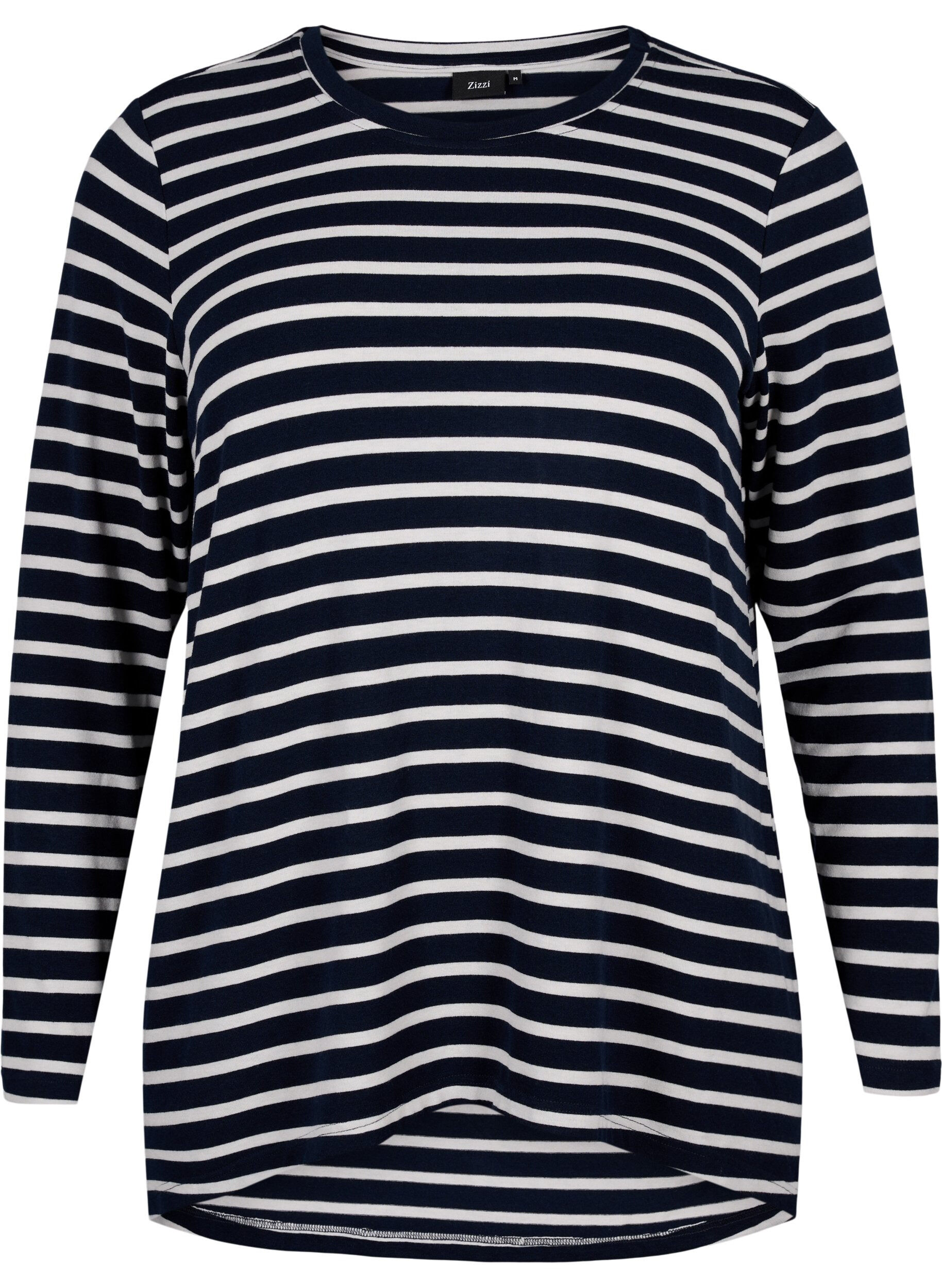 Zizzifashion Long-sleeved blouse with stripes, Evening Blue Stripe, Packshot image number 0