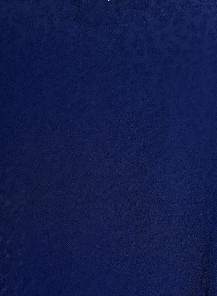 Blouse with short ruffle sleeves and V-neck, Blue, Packshot image number 2