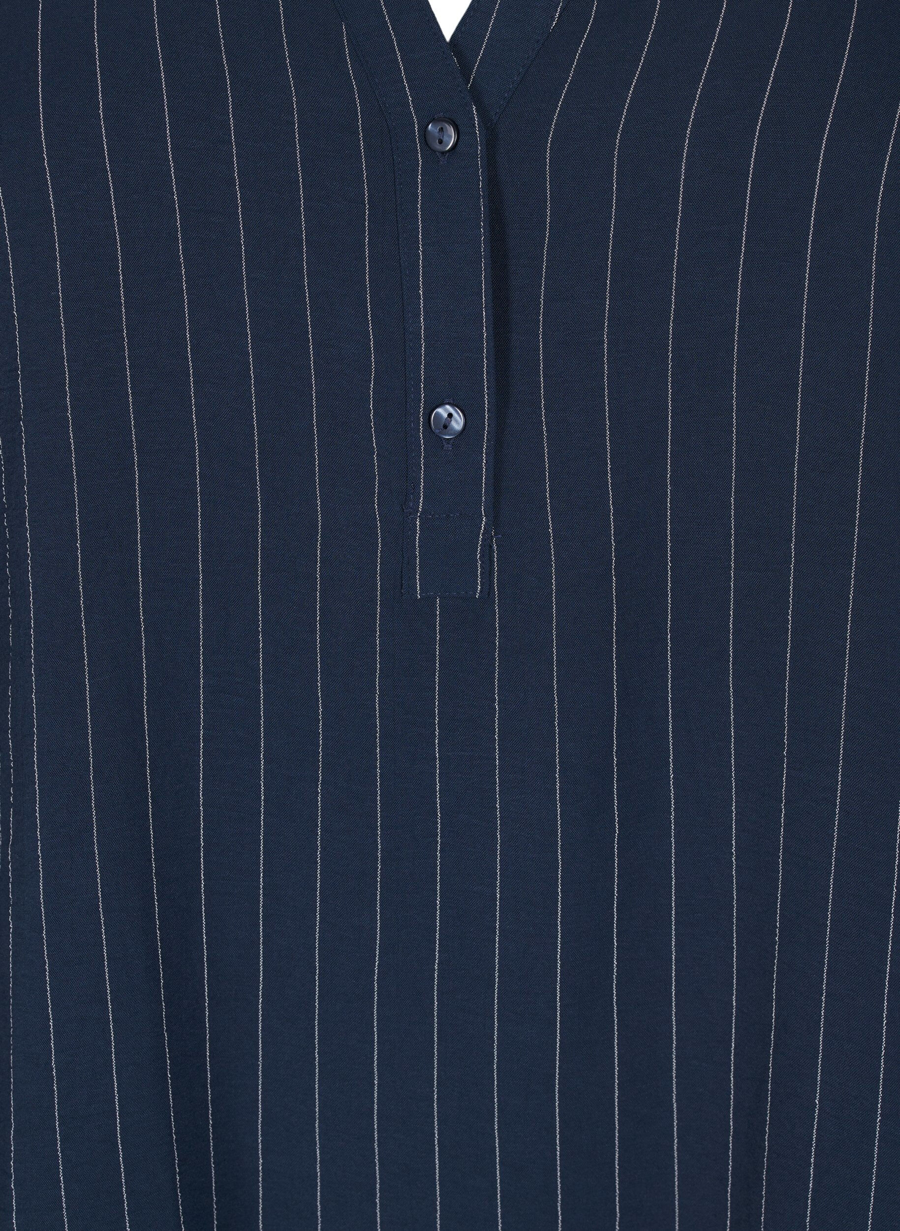 Zizzifashion Pinstripe shirt blouse, Blue, Packshot image number 2