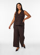 Sleeveless top with a wavy texture and button fastening, Brown, Model image number 1