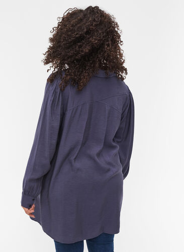Long, solid-coloured, viscose blend shirt, Odysses Gray, Model image number 1