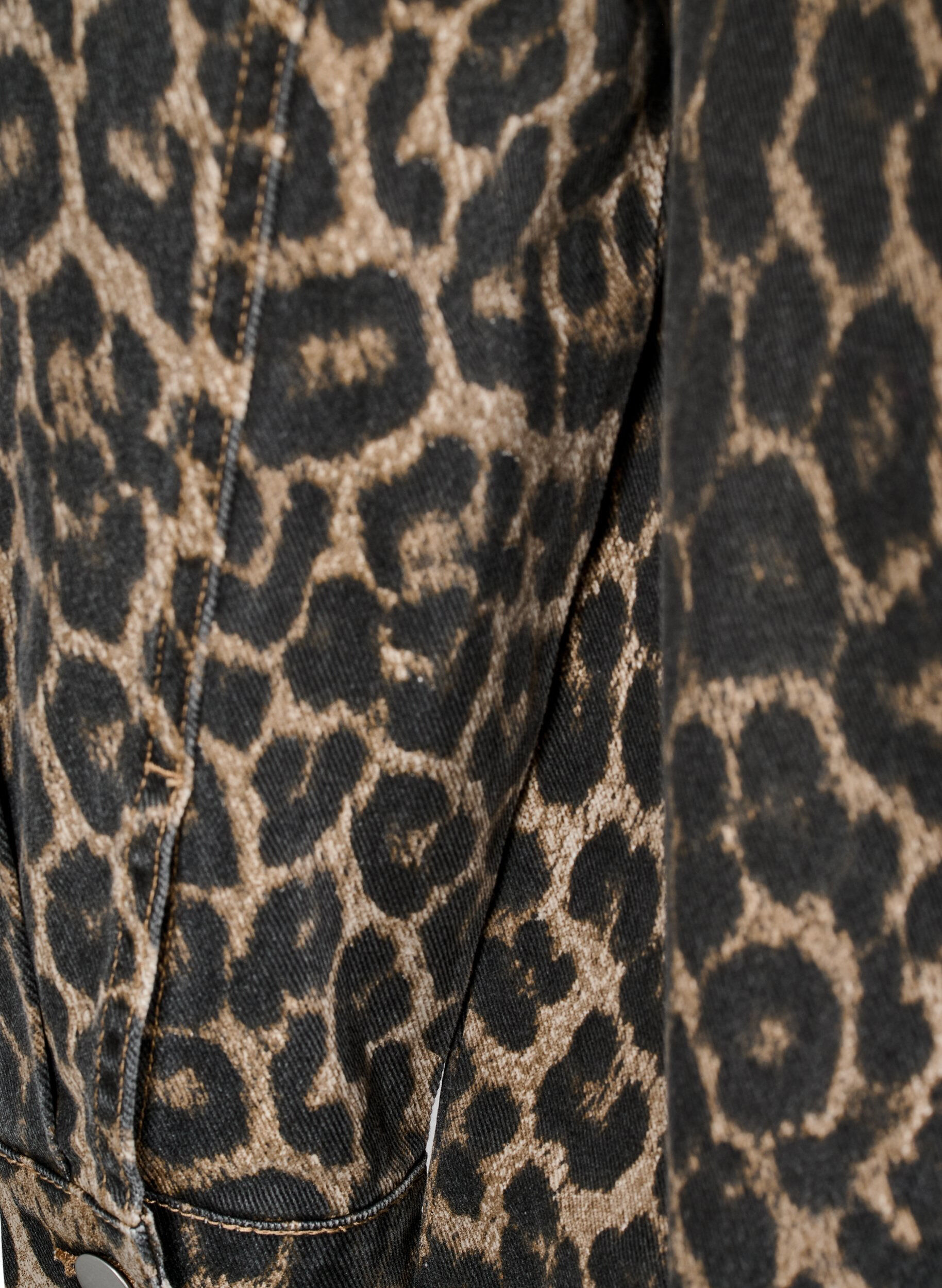 Zizzifashion Long-sleeved denim dress with leopard print, Brown, Packshot image number 3