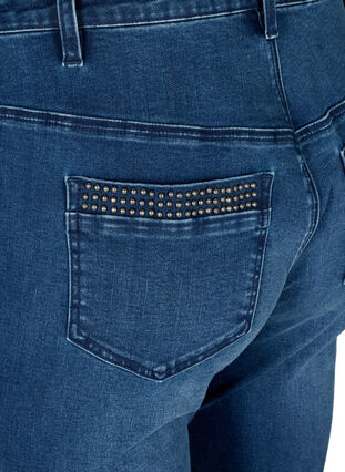 High rise, studded Nille jeans with studs, Medium Blue denim, Packshot image number 3