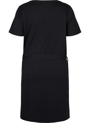 Short sleeve dress with waist belt, Black, Packshot image number 1