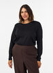 Long-sleeved basic T-shirt with a round neck, Black, Model image number 0
