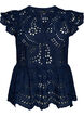 Sleeveless broderie anglaise blouse with ruffles, Blue, Packshot image number 0