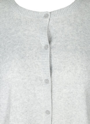 Short melange knitted cardigan with button fastening, Light Grey Melange, Packshot image number 2