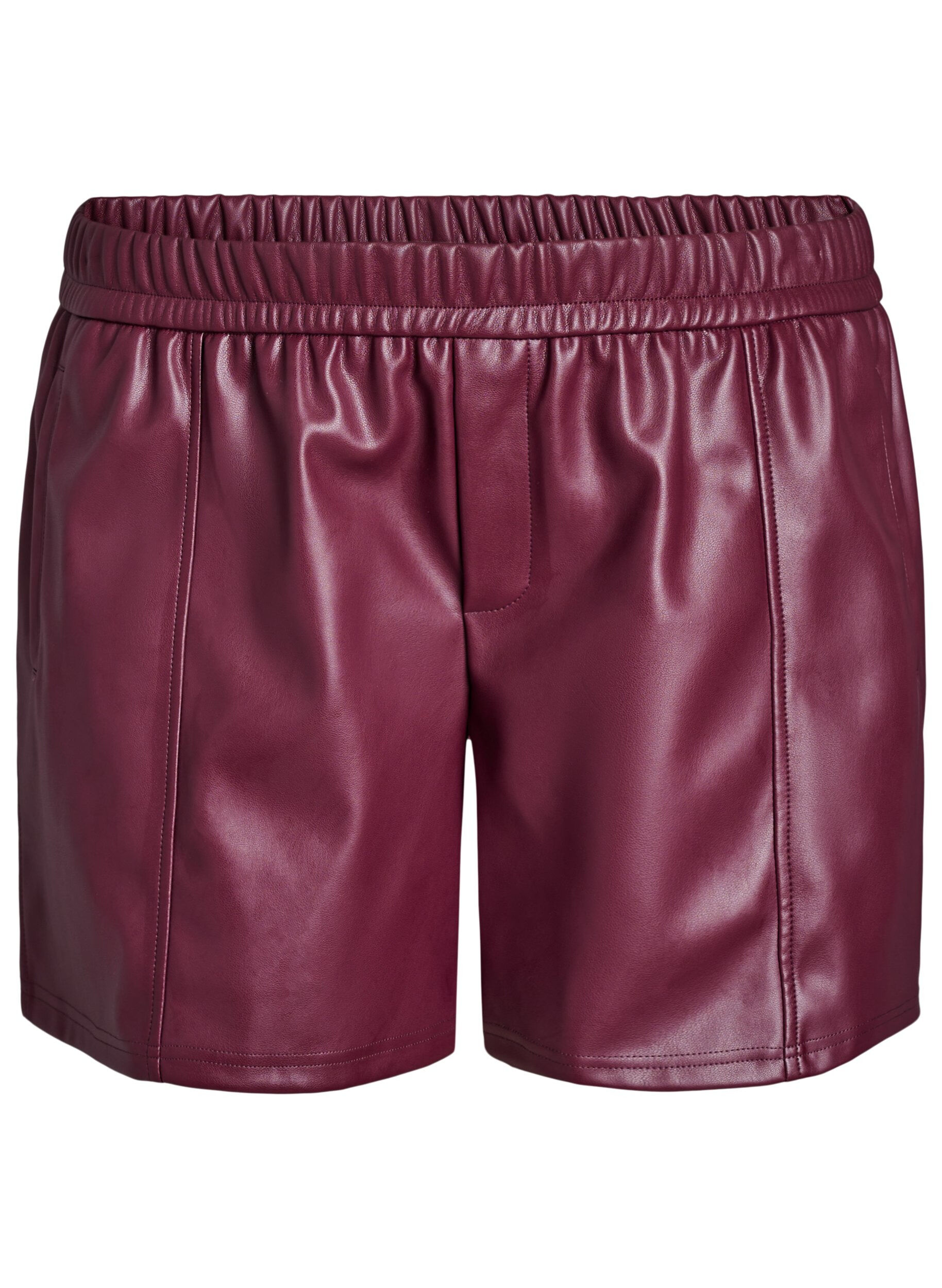 Loose faux leather shorts with elastic waistband