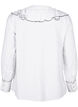 Long-sleeved viscose shirt blouse with ruffle, White, Packshot image number 1