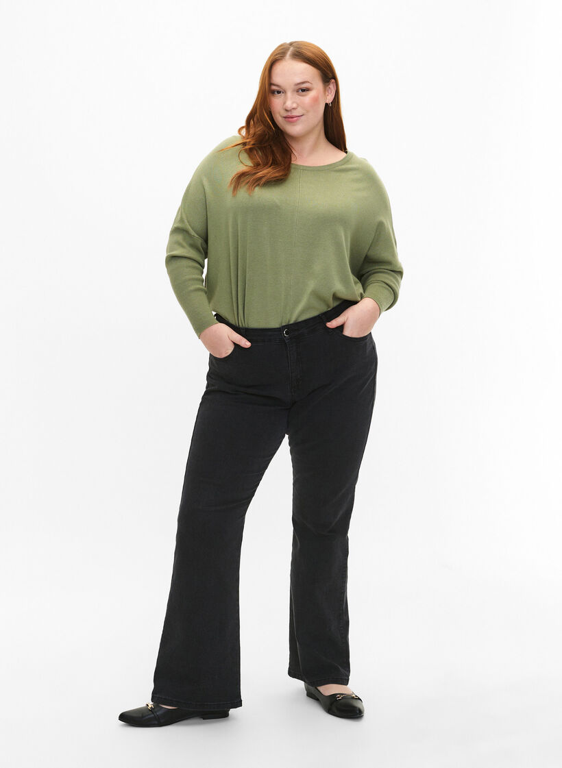 Knitted tunic in viscose blend, Oil Green, Model image number 2