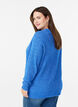 Melange knit blouse with round neck, Blue, Model image number 2