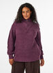 Knitted sweater with high neck and zipper, Purple, Model image number 0