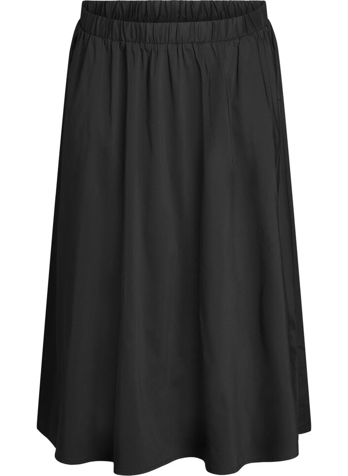 Midi skirt with an elasticated waist, Black, Packshot image number 0