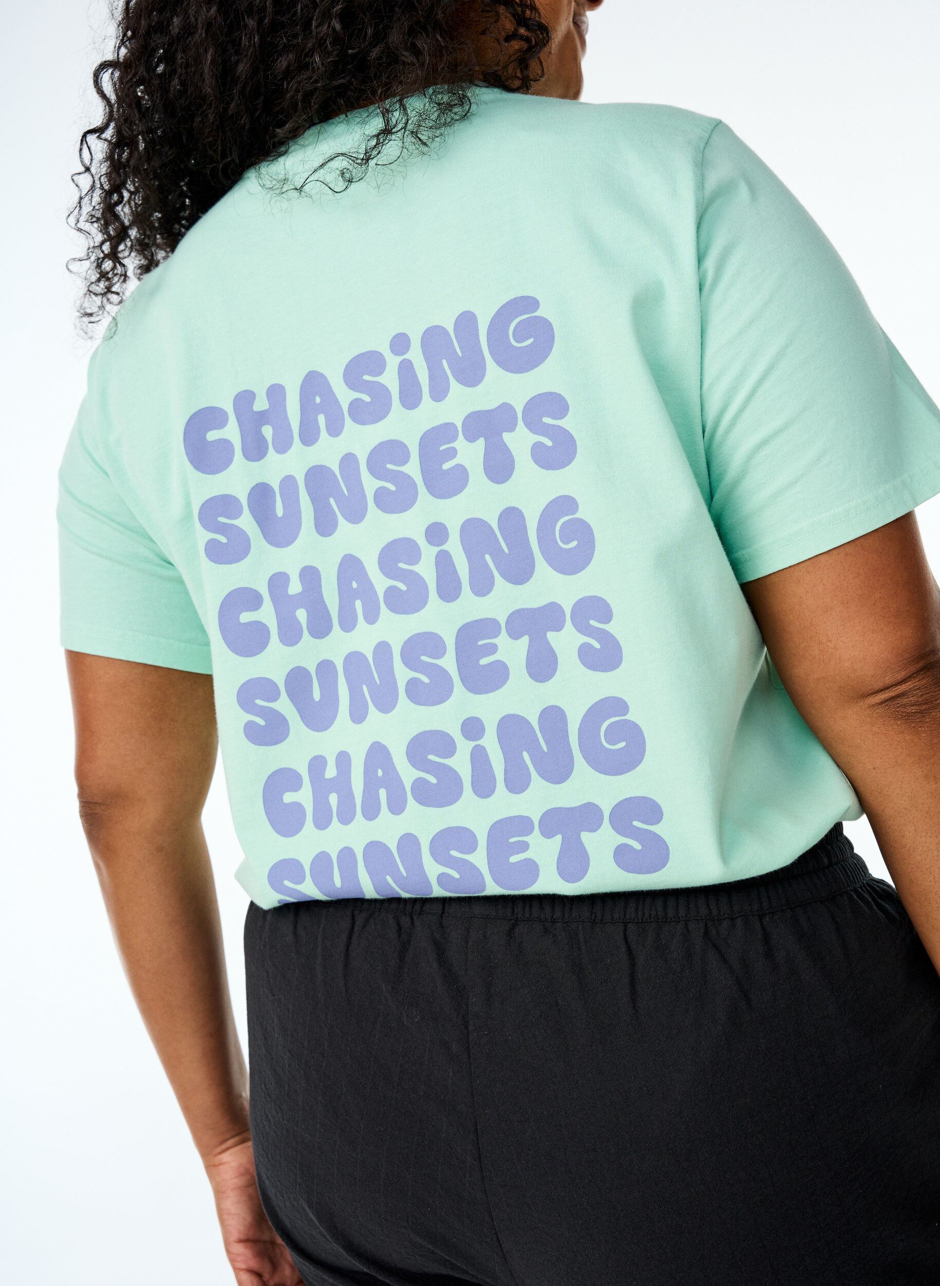 Zizzifashion Organic cotton T-shirt with back print, Green, Model image number 3