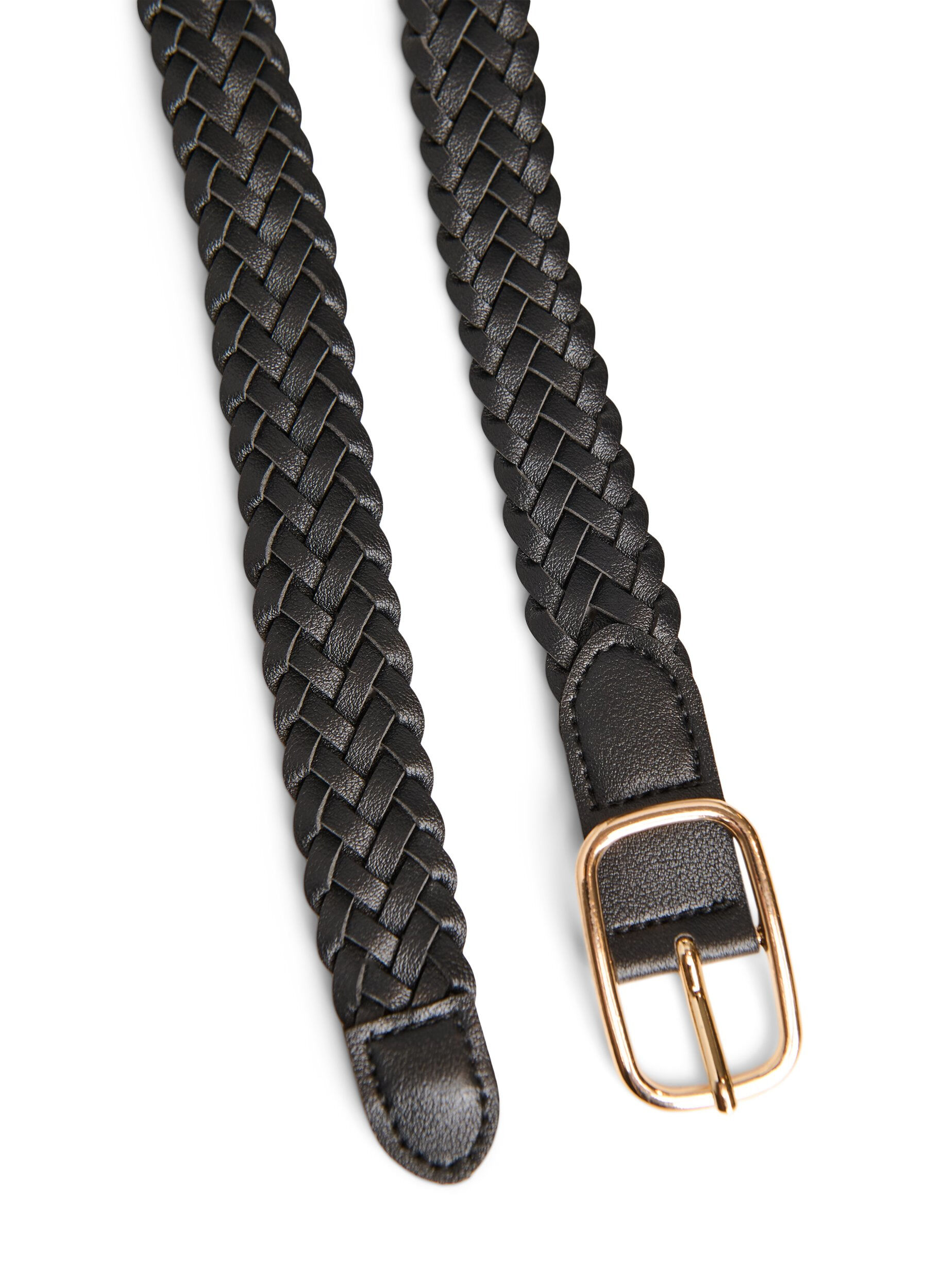 Zizzifashion Braided belt in faux leather, Black, Packshot image number 1
