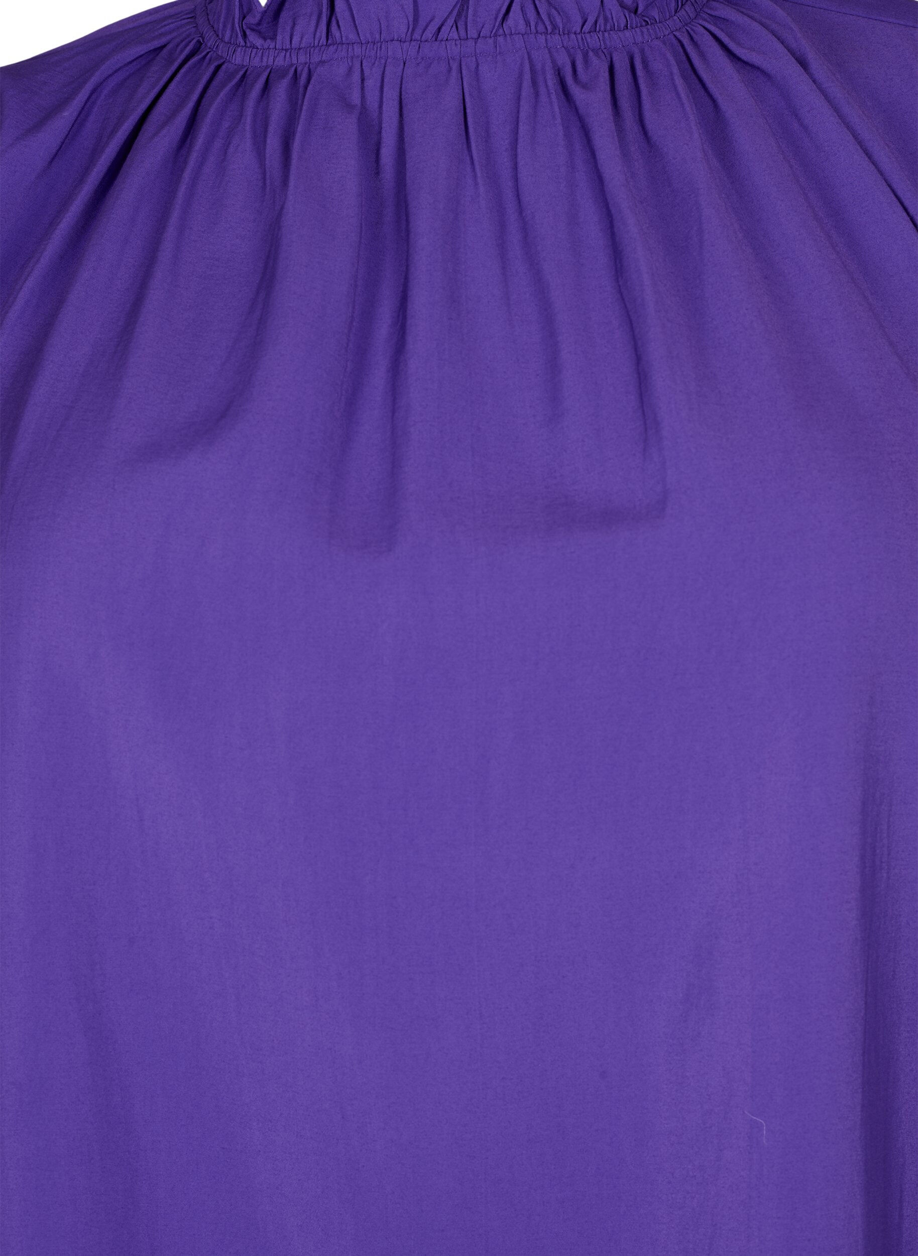 Zizzifashion Long-sleeved viscose blouse with ruffles, Prism Violet, Packshot image number 2