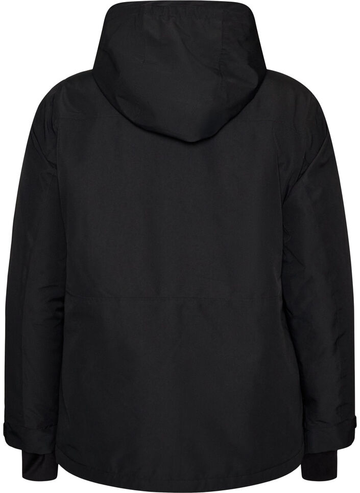 Ski jacket with hood and zip pockets, Black, Packshot image number 1