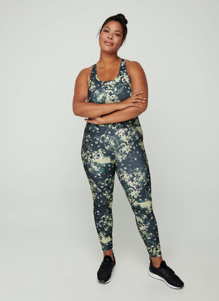 Cropped sports leggings with print, Reptile Print, Model image number 1