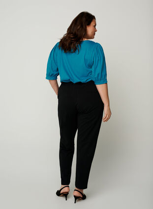 Loose cotton trousers, Black, Model image number 1