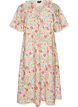Viscose midi dress with a floral print and ruffle collar, Rose, Packshot image number 0