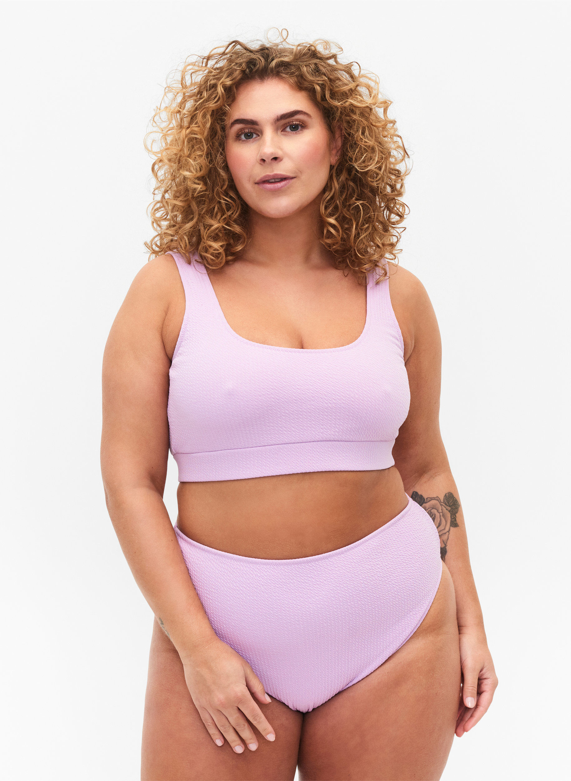 Zizzifashion Bikini briefs with crepe structure, Purple, Model image number 0