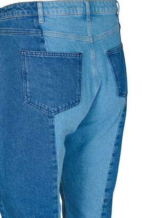 Cropped Vera jeans with colorblock, Blue denim, Packshot image number 3