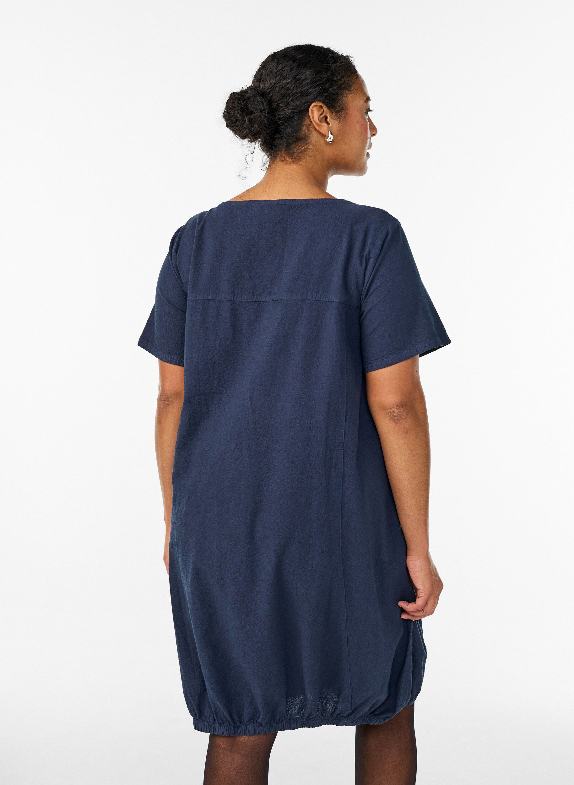 ZizzifashionShort-sleeved cotton dress, Blue, Model image number 2