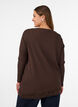 Jersey blouse with asymmetrical lace trim, Brown, Model image number 2