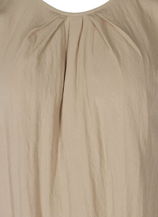 Short-sleeved viscose blouse with round neck, Light Taupe, Packshot image number 2