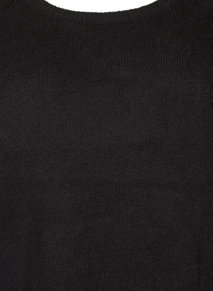Loose-fitting knitted blouse with round neck, Black, Packshot image number 2