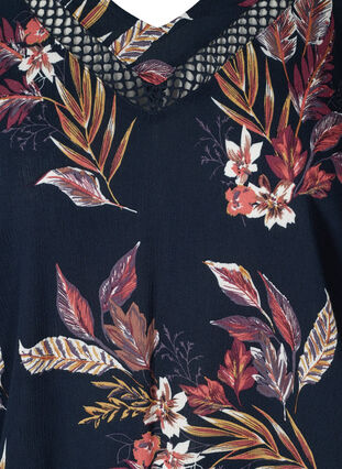 Floral viscose blouse with v-neck, Indian Summer Flower, Packshot image number 2