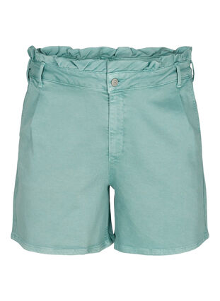 Cotton shorts with ruffle trim, Chinois Green, Packshot image number 0