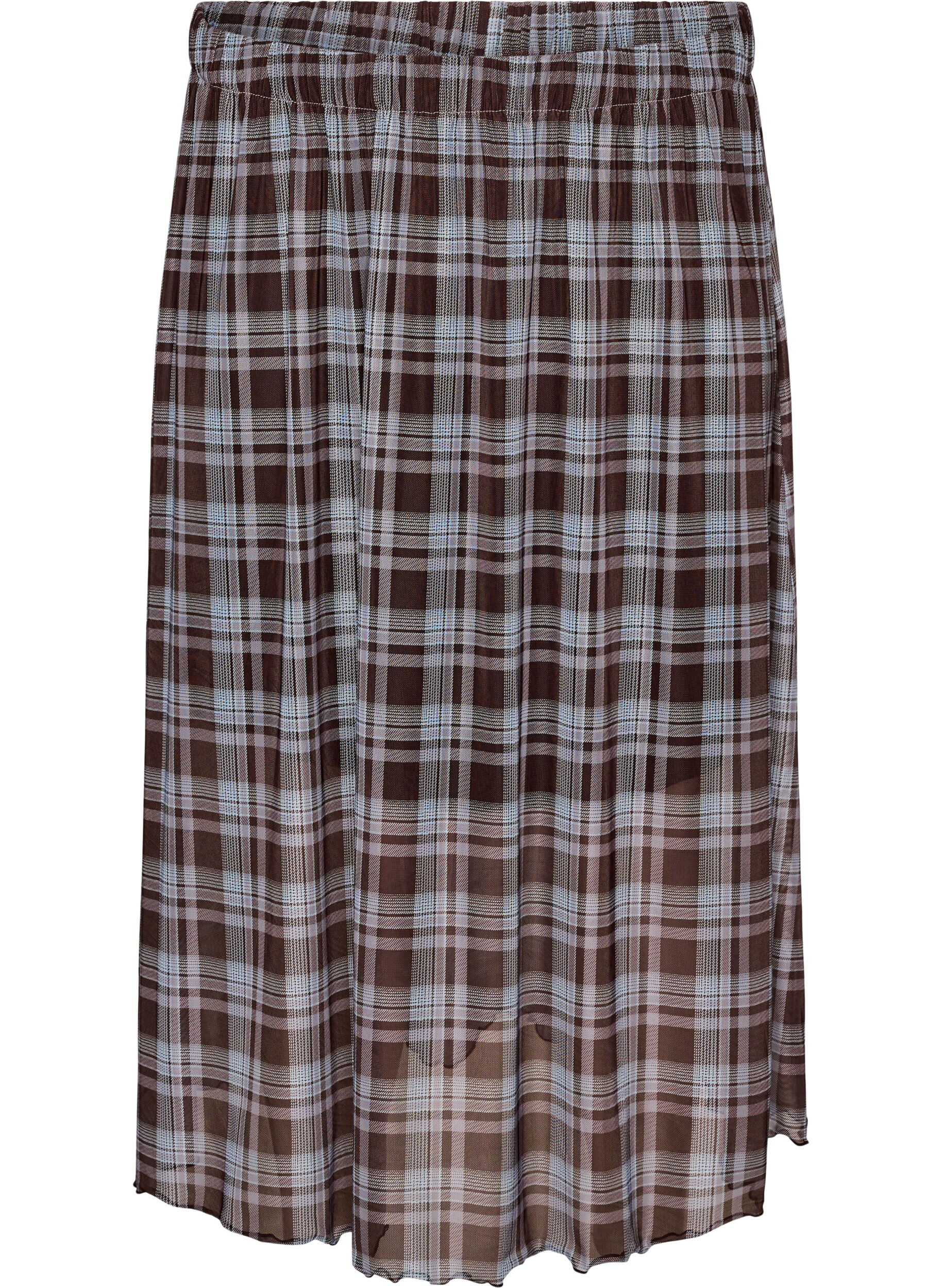 Checked mesh midi skirt