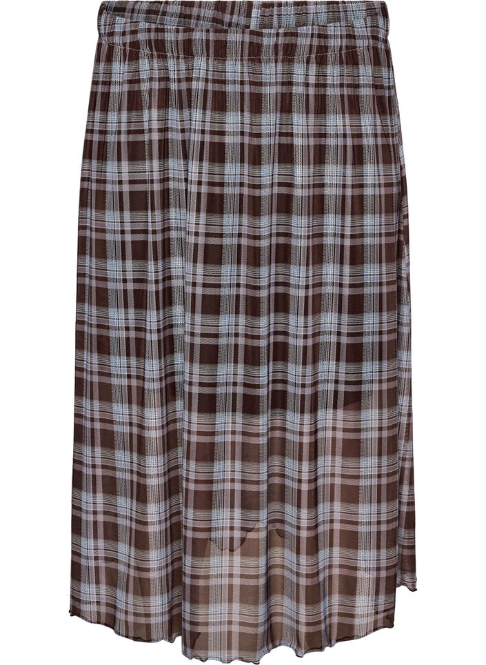 Checked mesh midi skirt, Blue, Packshot image number 0