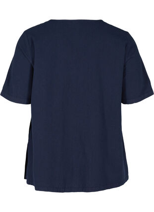 Short-sleeved blouse in cotton, Night Sky, Packshot image number 1