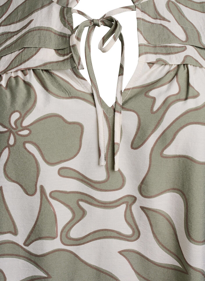 Viscose tunic with print, Oil Green Grap. AOP, Packshot image number 2