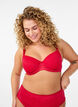 Padded bra with shiny microfibre and lace cups, Red, Model image number 0