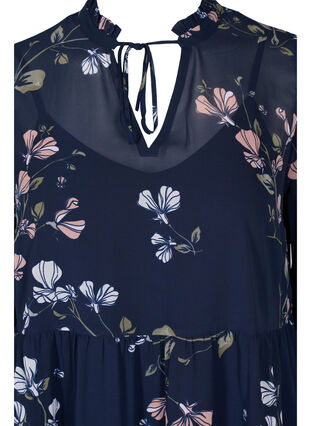 Floral print tunic with 3/4 sleeves, Night Sky Flower, Packshot image number 2