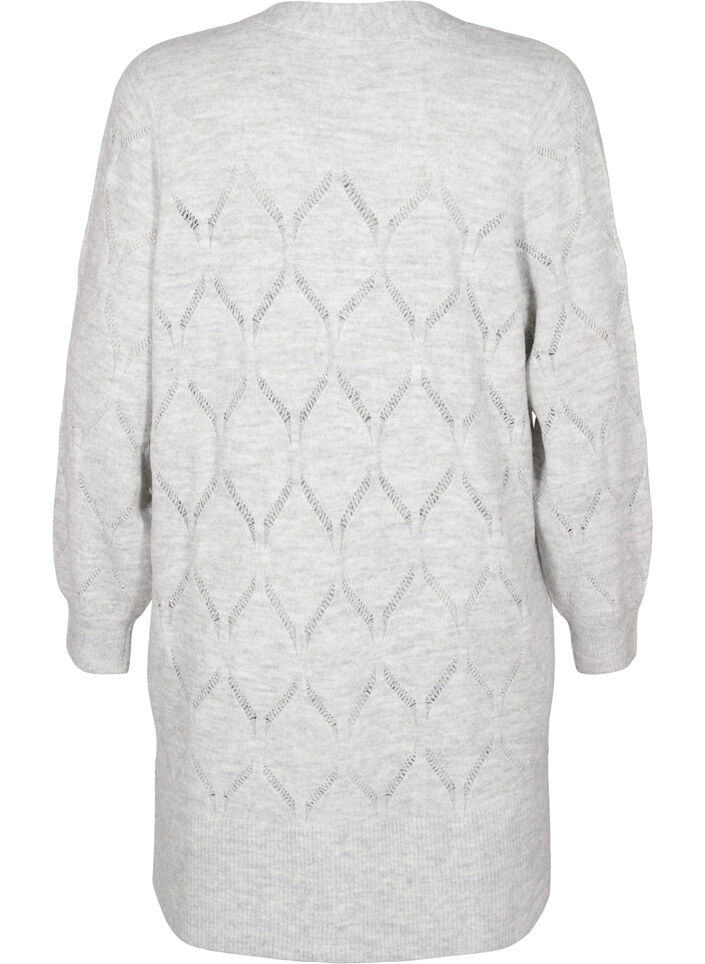 Long sleeve knitted cardigan, Light Grey Melange, Packshot image number 1