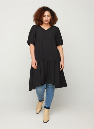 Dress with 2/4 sleeves and an A-line cut, Black, Model image number 2