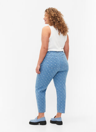 Mille mom fit jeans with print, Light blue denim, Model image number 1