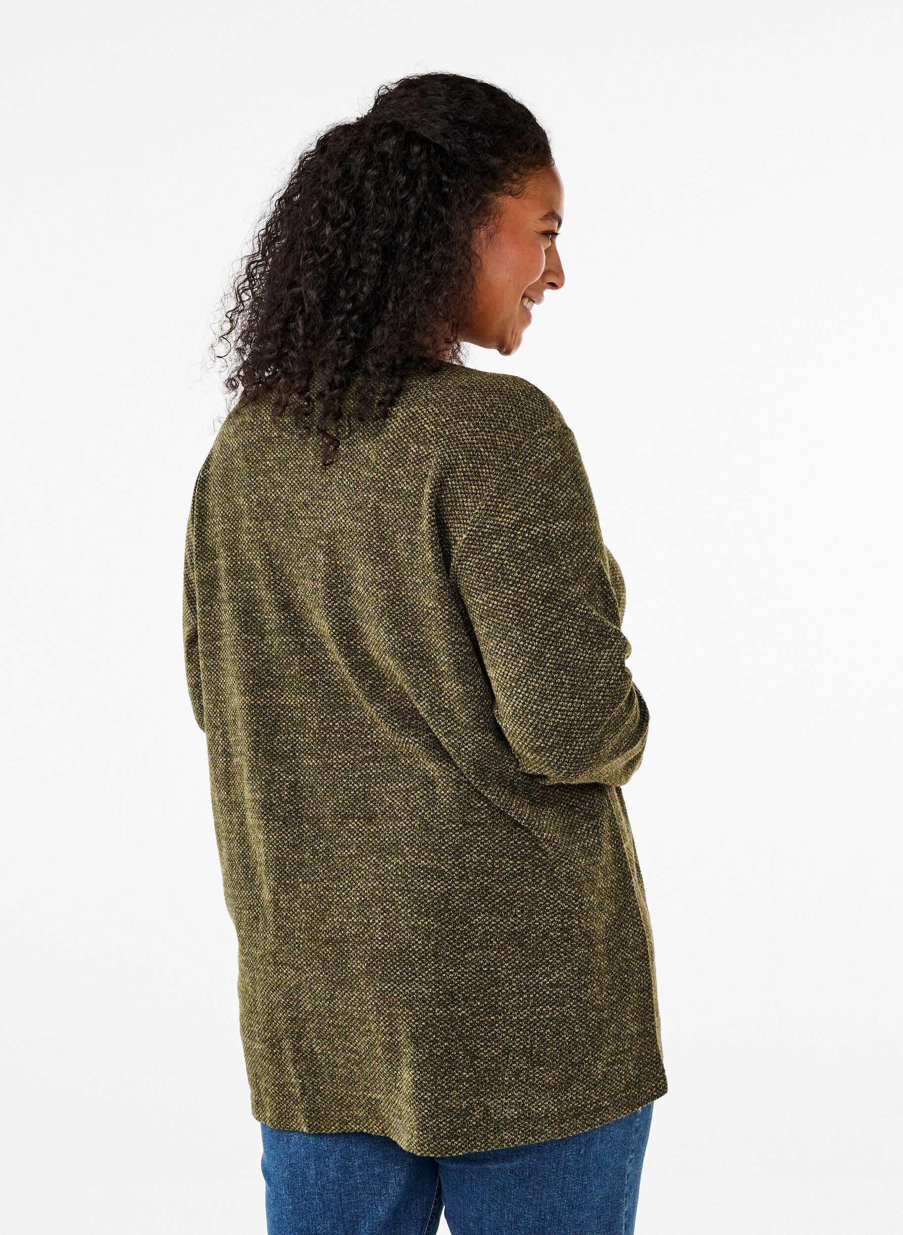 Zizzifashion Melange blouse with round neck and long sleeves, Winter Moss, Model image number 1