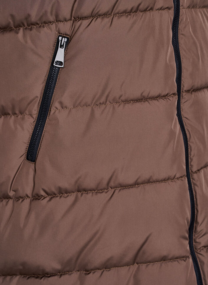 Long vest with hood and pockets, Brown, Packshot image number 3