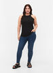 Ribbed cotton tank top, Black, Model image number 2
