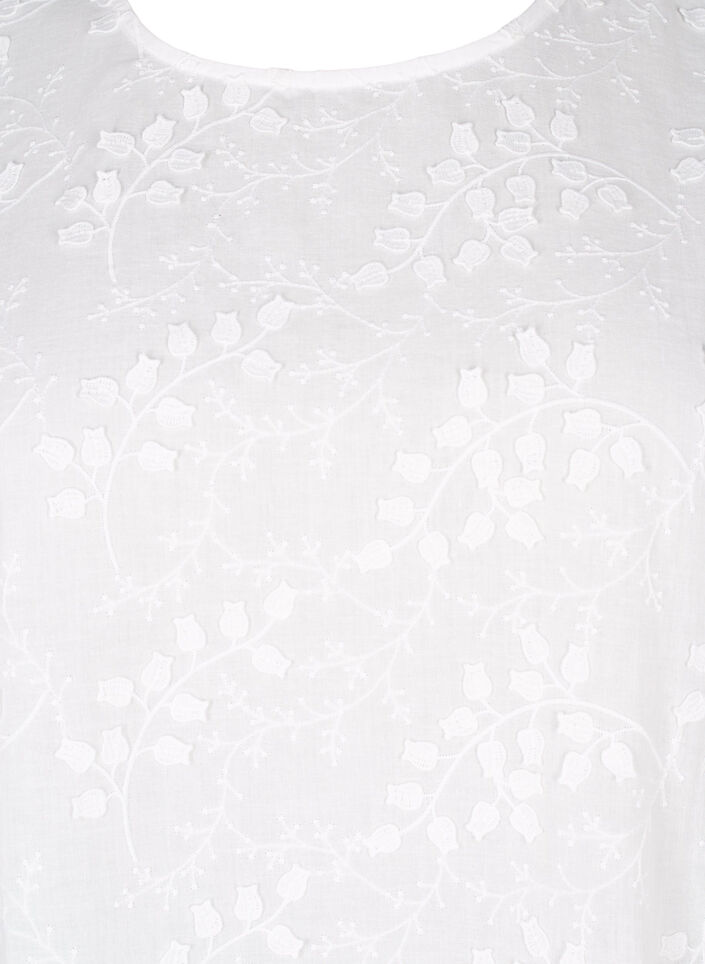 Short-sleeved blouse with embroidery and a round neck, White, Packshot image number 2