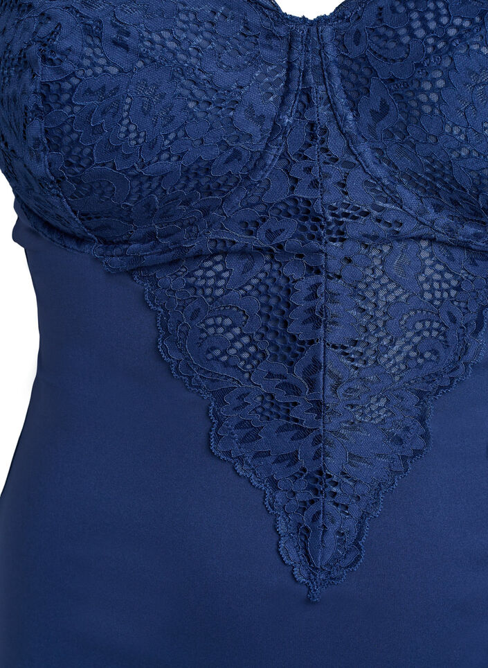 Bodystocking with underwire and lace, Blue, Packshot image number 2