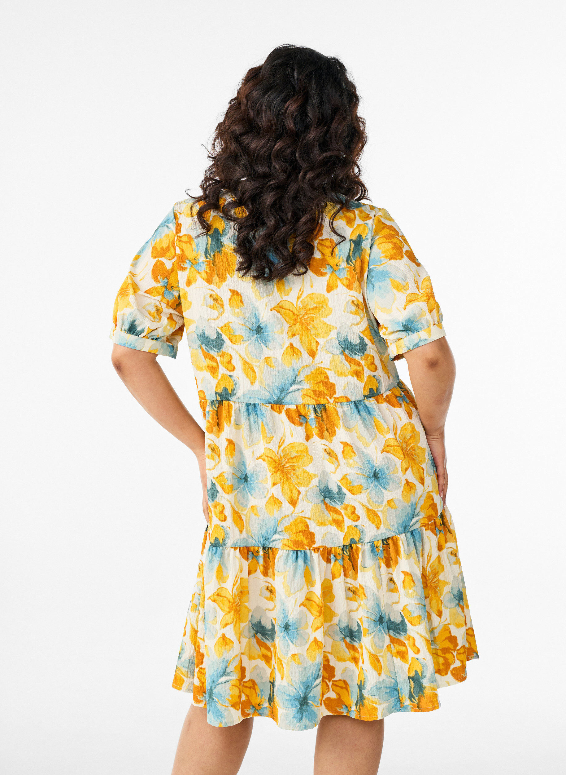 Zizzifashion Short A-line dress, Yellow, Model image number 2